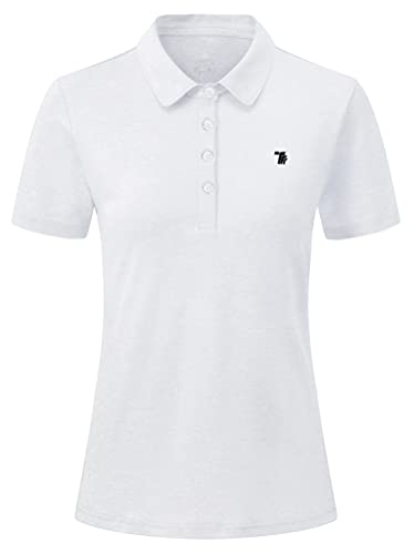 YSENTO Damen Golf Poloshirt Kurzarm Polohemd Schnelltrocknend Atmungsaktiv Sport Tennis Lady-Fit T-Shirts(Weiß,3XL) von YSENTO