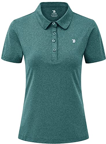 YSENTO Damen Golf Poloshirt Kurzarm Sport T-Shirt Schnelltrocknend Atmungsaktiv Tennis Lady-Fit Polohemd(Denim Blue,2XL) von YSENTO