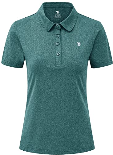 YSENTO Damen Golf Poloshirt Kurzarm Sport T-Shirt Schnelltrocknend Atmungsaktiv Tennis Lady-Fit Polohemd(Denim Blue,3XL) von YSENTO