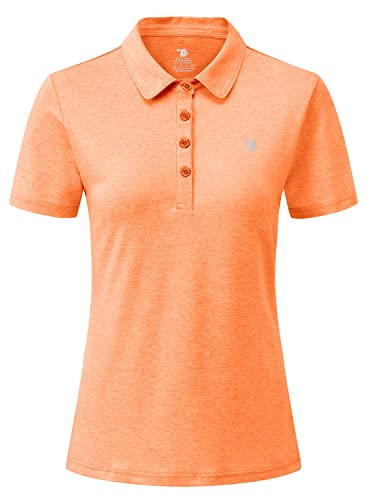 YSENTO Damen Golf Poloshirt Kurzarm Sport T-Shirt Schnelltrocknend Atmungsaktiv Tennis Lady-Fit Polohemd(Orange,2XL) von YSENTO