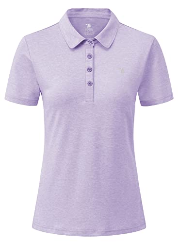 YSENTO Damen Golf Poloshirt Kurzarm Sport T-Shirt Schnelltrocknend Atmungsaktiv Tennis Lady-Fit Polohemd(Violett,2XL) von YSENTO