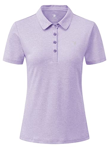 YSENTO Damen Golf Poloshirt Kurzarm Sport T-Shirt Schnelltrocknend Atmungsaktiv Tennis Lady-Fit Polohemd(Violett,3XL) von YSENTO