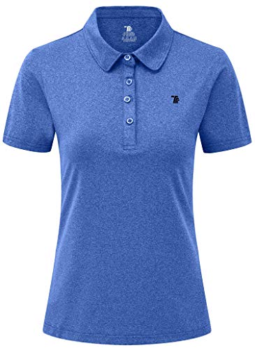 YSENTO Damen Golf Shirts Kurzarm Poloshirt Schnelltrocknend Leichte Polohemd Sport Tennis Sommershirt mit Kragen(Blau,2XL) von YSENTO