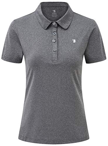 YSENTO Damen Golf Shirts Kurzarm Poloshirt Schnelltrocknend Leichte Polohemd Sport Tennis Sommershirt mit Kragen(Dunkelgrau,M) von YSENTO