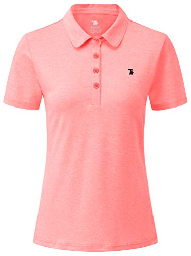 YSENTO Damen Golf Shirts Kurzarm Poloshirt Schnelltrocknend Leichte Polohemd Sport Tennis Sommershirt mit Kragen(Rosa,2XL) von YSENTO