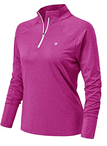 YSENTO Damen Sportshirt Langarm Laufshirt Atmungsaktiv Leichte Baselayer Sweatshirts T-Shirt für Training Fitness Yoga Gym(Dunkles Rosenrot,2XL) von YSENTO