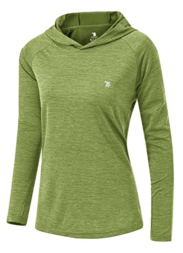 YSENTO Damen Outdoor Wandershirt Atmungsaktive Leicht Sport Langarmshirt Laufshirt Pullover Yoga Training T-Shirt Tops(Grün,L) von YSENTO