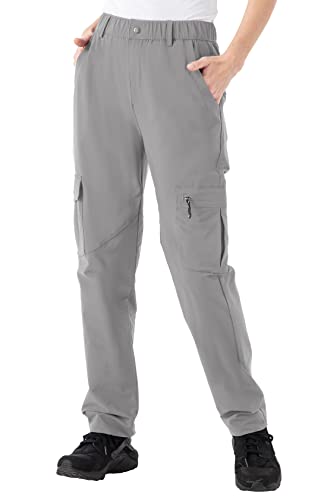 YSENTO Damen Outdoor Wanderhose Wasserdicht Schnelltrocknend Atmungsaktiv Camping Trekkinghose Funktionshose(Hellgrau,M) von YSENTO