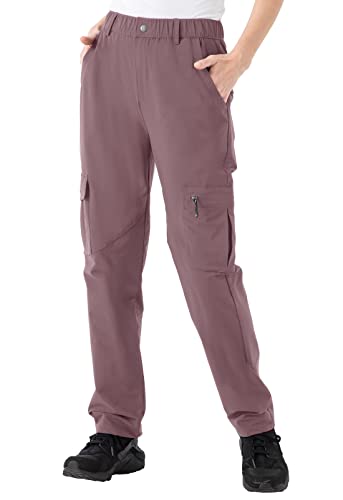 YSENTO Damen Outdoor Wanderhose Wasserdicht Schnelltrocknend Atmungsaktiv Camping Trekkinghose Funktionshose(Staublila,XL) von YSENTO