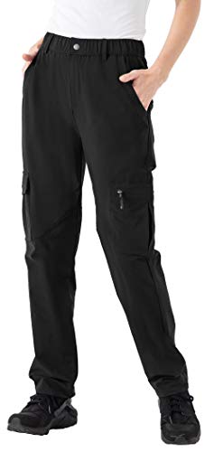 YSENTO Damen Outdoor Wanderhose Wasserdicht Schnelltrocknend Atmungsaktiv Camping Trekkinghose Funktionshose(Schwarz,XXL) von YSENTO