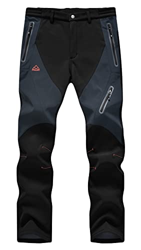 YSENTO Damen Outdoor Wanderhose Wasserdicht Softshellhose Fleece Gefüttert Warm Winter Trekkinghose Skihose(Schwarz,M) von YSENTO