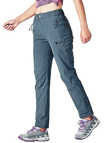 YSENTO Damen Outdoorhose Wanderhose Quick Dry Atmungsaktiv Leicht Camping Arbeitshose Trekkinghose mit Taschen(Blau,2XL) von YSENTO