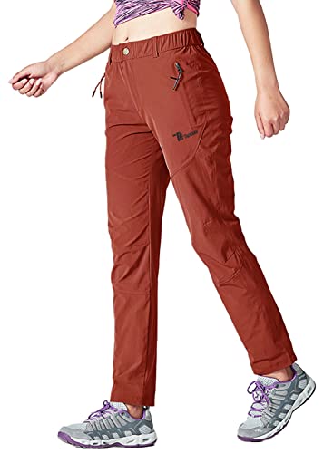 YSENTO Damen Outdoorhose Wanderhose Quick Dry Atmungsaktiv Leicht Camping Arbeitshose Trekkinghose mit Taschen(Weinrot,2XL) von YSENTO