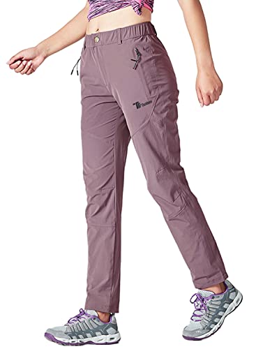 YSENTO Damen Outdoorhose Wanderhose Wasserdicht Schnelltrocknend Leicht Trekkinghose Funktionshose mit Reißverschlusstaschen(Lila,3XL) von YSENTO