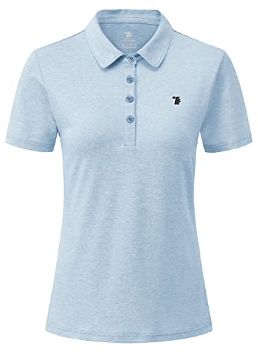 YSENTO Damen Poloshirt Kurzarm Golf Shirt Leicht Polohemd Atmungsaktives Sport Oberteil Funktion Tennis Shirt(Baby blau,XL) von YSENTO