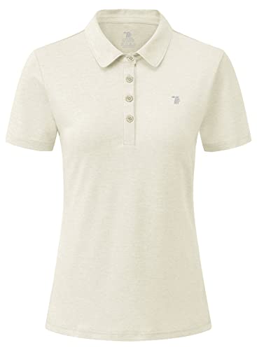 YSENTO Damen Poloshirt Kurzarm Golf Shirt Leicht Polohemd Atmungsaktives Sport Oberteil Funktion Tennis Shirt(Beige,S) von YSENTO