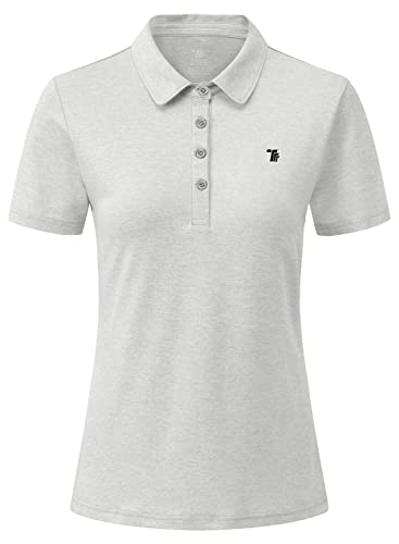 YSENTO Damen Poloshirt Kurzarm Golf Shirt Leicht Polohemd Atmungsaktives Sport Oberteil Funktion Tennis Shirt(Hellgrau,3XL) von YSENTO