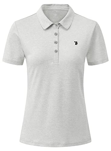 YSENTO Damen Poloshirt Kurzarm Golf Shirt Leicht Polohemd Atmungsaktives Sport Oberteil Funktion Tennis Shirt(Hellgrau,S) von YSENTO