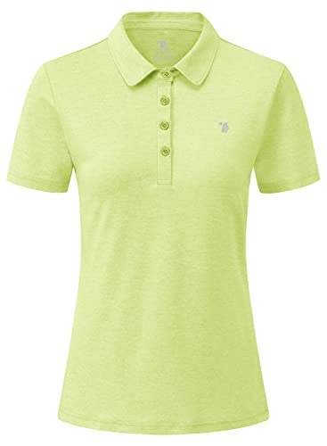 YSENTO Damen Poloshirt Kurzarm Golf Shirt Leicht Polohemd Atmungsaktives Sport Oberteil Funktion Tennis Shirt(Hellgrün,L) von YSENTO