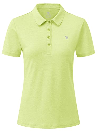 YSENTO Damen Poloshirt Kurzarm Golf Shirt Leicht Polohemd Atmungsaktives Sport Oberteil Funktion Tennis Shirt(Hellgrün,M) von YSENTO