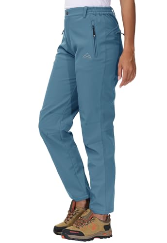 YSENTO Damen Softshellhose Winter Wanderhose Skihose wasserdichte Warm Gefüttert Thermohose Outdoorhose Trekkinghose(Grau Blau,M) von YSENTO