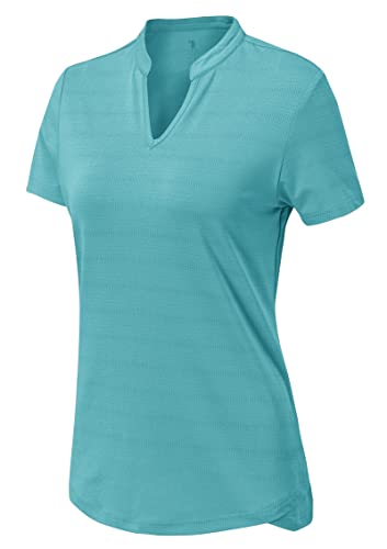 YSENTO Damen Sport Shirt Kurzarm Laufshirt Funktionsshirt Atmungsaktive Schnell Trockened Gym Yoga Tennis Tops(Aqua Blue,L) von YSENTO