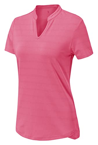 YSENTO Damen Sport Shirt Kurzarm Laufshirt Funktionsshirt Atmungsaktive Schnell Trockened Gym Yoga Tennis Tops(Rosarot,2XL) von YSENTO