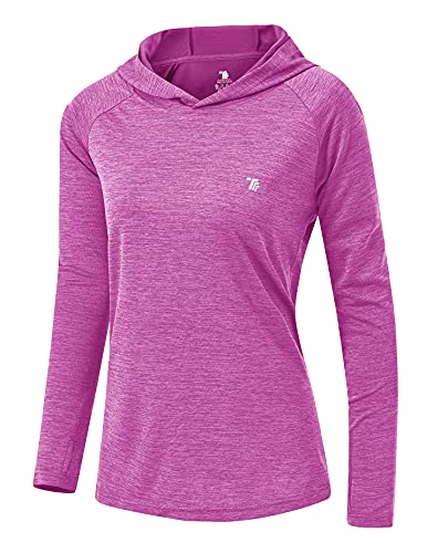 YSENTO Damen Sport Shirt Langarm Laufshirt Leicht Puli Hoodies Sweatshirts Yoga UV Schutz Wandershirt(Lila,2XL) von YSENTO