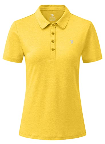 YSENTO Damen Sport T-Shirt Golf Poloshirt Atmungsaktiv Sommer Polohemd Tennis Shirts mit Kragen(Gelb,XS) von YSENTO