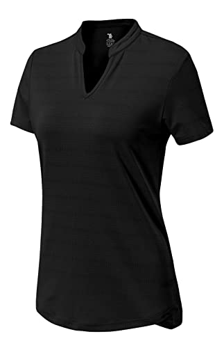 YSENTO Damen Sport T-Shirt Kurzarm Laufshirt Atmungsaktiv Fitnessshirt Gym Yoga Tops Funktionsshirt mit V-Ausschnitt(Schwarz,M) von YSENTO