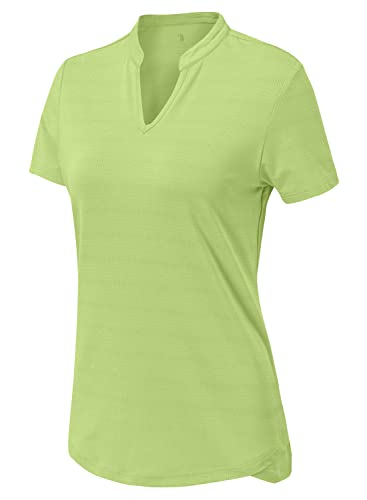 YSENTO Damen Sport T-Shirt Kurzarm Laufshirt V-Ausschnitt Funktionsshirt Gym Yoga Tops Sportbekleidung(Grün,L) von YSENTO