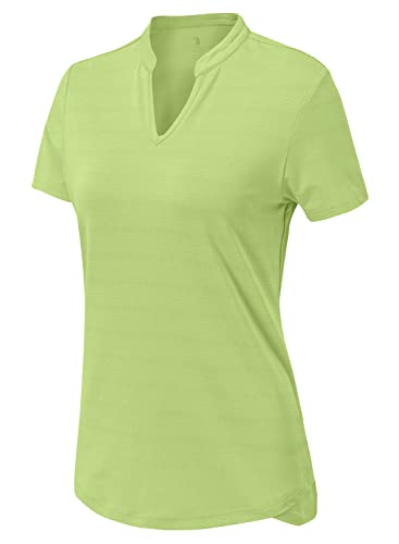 YSENTO Damen Sport T-Shirt Kurzarm Laufshirt V-Ausschnitt Funktionsshirt Gym Yoga Tops Sportbekleidung(Grün,XS) von YSENTO