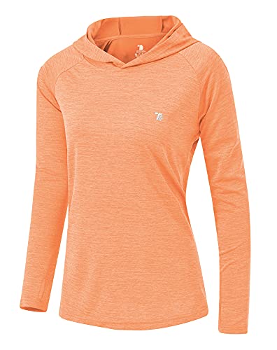 YSENTO Damen Sport Shirt Langarm Laufshirt Leicht Puli Hoodies Sweatshirts Yoga UV Schutz Wandershirt(Hell orange,M) von YSENTO