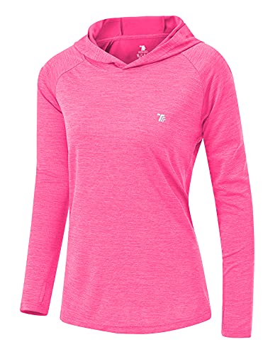 YSENTO Damen Sport Shirt Langarm Laufshirt Leicht Puli Hoodies Sweatshirts Yoga UV Schutz Wandershirt(Rosenrot,2XL) von YSENTO