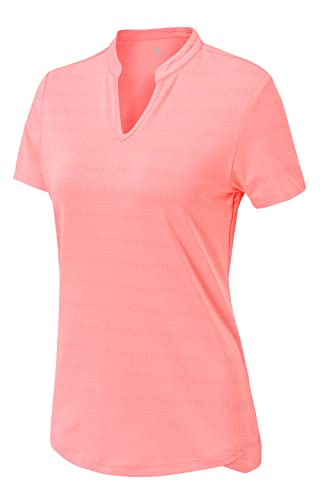 YSENTO Damen Sportshirt Kurzarm V-Ausschnitt Laufshirt Atmungsaktiv Leicht Schnell Trocken Yoga Gym T-Shirt Funktionsshirt(Rosa,S) von YSENTO