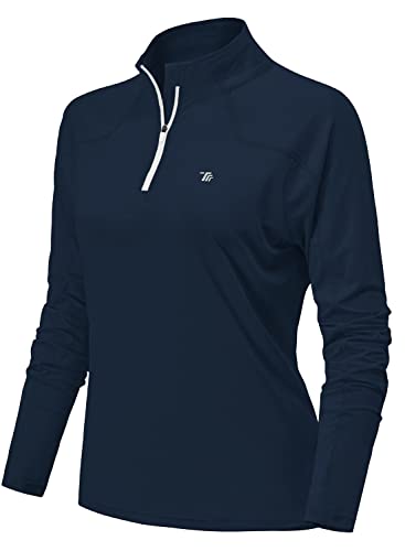 YSENTO Damen Sportshirt Langarm Laufshirt Atmungsaktiv Leichte Baselayer Sweatshirts T-Shirt für Training Fitness Yoga Gym(Marine,XS) von YSENTO