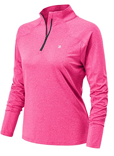 YSENTO Damen Sportshirt Langarm Laufshirt Atmungsaktiv Leichte Baselayer Sweatshirts T-Shirt für Training Fitness Yoga Gym(Rosenrot,L) von YSENTO