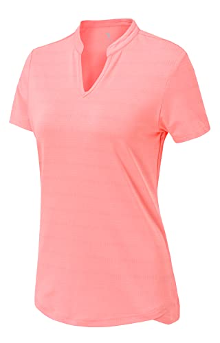 YSENTO Damen Sportshirt Kurzarm V-Ausschnitt Laufshirt Atmungsaktiv Leicht Schnell Trocken Yoga Gym T-Shirt Funktionsshirt(Rosa,2XL) von YSENTO