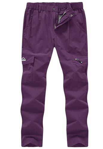 YSENTO Damen-Wanderhose, leicht, Stretch, schnelltrocknend, LSF 50, Camping, Reisen, Arbeit, Cargohose, 6 Taschen, Violett, XX-Large von YSENTO