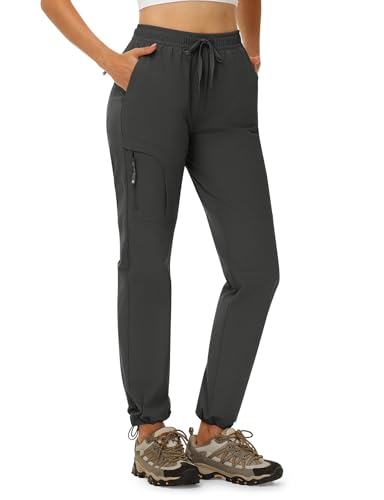 YSENTO Damen Wanderhose Leicht Outdoorhose Wasserdicht Schnelltrockend Atmungsaktiv Stretch UV-Schutz Trekkinghose Funktionshose(Dunkelgrau,S) von YSENTO