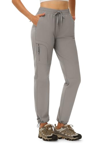 YSENTO Damen Wanderhose Leicht Outdoorhose Wasserdicht Schnelltrockend Atmungsaktiv Stretch UV-Schutz Trekkinghose Funktionshose(Grau,L) von YSENTO