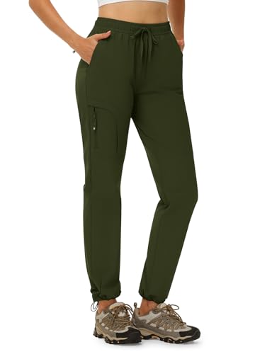 YSENTO Damen Wanderhose Leicht Outdoorhose Wasserdicht Schnelltrockend Atmungsaktiv Stretch UV-Schutz Trekkinghose Funktionshose(Grün,S) von YSENTO