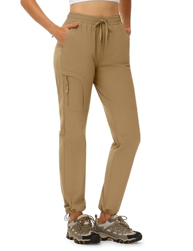 YSENTO Damen Wanderhose Leicht Outdoorhose Wasserdicht Schnelltrockend Atmungsaktiv Stretch UV-Schutz Trekkinghose Funktionshose(Khaki,M) von YSENTO