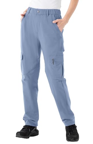 YSENTO Damen Wanderhose Outdoorhose Atmungsaktiv Leicht Wasserdicht Trekkinghose Arbeitshose mit Taschen(Haze Blue,M) von YSENTO