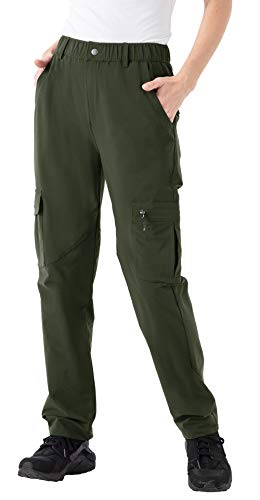 YSENTO Damen Wanderhose Outdoorhose Wasserdicht Arbeitshose Atmungsaktiv Leicht Funktionshose Sommer Softshellhose(Armeegrün,3XL) von YSENTO
