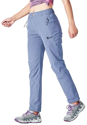YSENTO Damen Wanderhose Outdoorhose Wasserdicht Schnelltrockend Stretch Trekkinghose Funktionshose mit Reißverschlusstaschen(Haze Blue,XS) von YSENTO