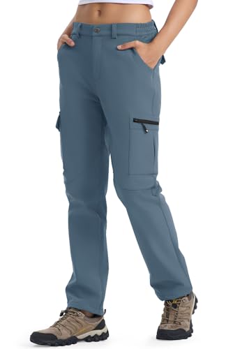 YSENTO Damen Wanderhose Outdoorhose wasserdichte Softshellhose Winddicht Winter Warm Gefüttert Ski Snowboardhose Trekkinghose(Blau,XS) von YSENTO