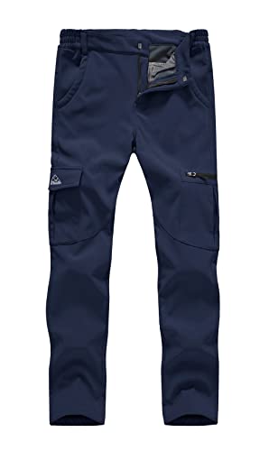 YSENTO Damen Wanderhose Outdoorhose wasserdichte Softshellhose Winddicht Winter Warm Gefüttert Ski Snowboardhose Trekkinghose(Marine,L) von YSENTO