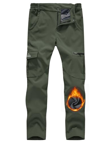 YSENTO Damen Wanderhose Wasserdicht Outdoorhose Softshellhose Winter Skihose Gefütterte Snowboardhose Trekkinghose Funktionshose(Grün,XS) von YSENTO