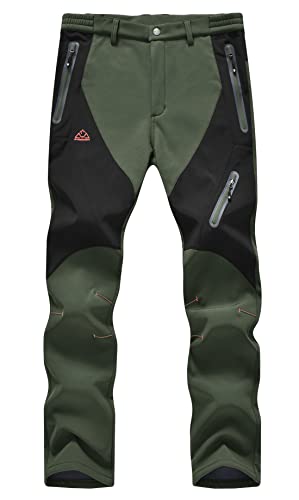 YSENTO Damen Wanderhose Wasserdicht Regenhosen Outdoor Warm Softshellhose Gefüttert Trekkinghose Funktionshose(Grün,M) von YSENTO